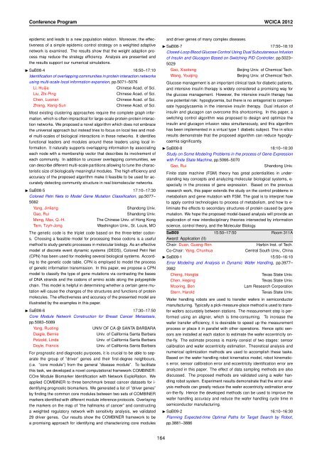 Conference Program of WCICA 2012