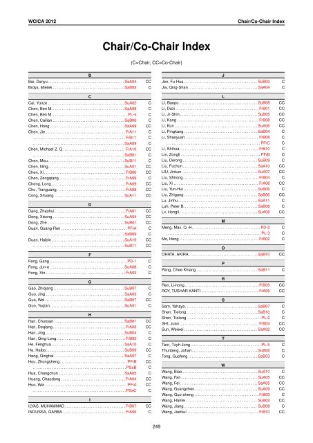 Conference Program of WCICA 2012