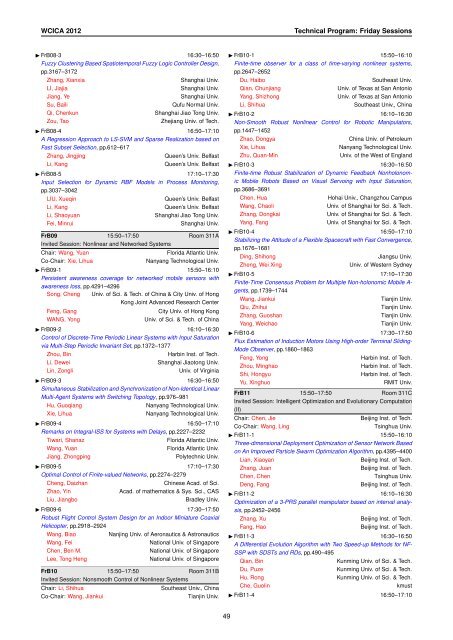 Conference Program of WCICA 2012