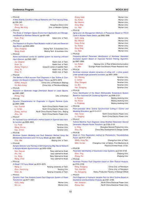 Conference Program of WCICA 2012