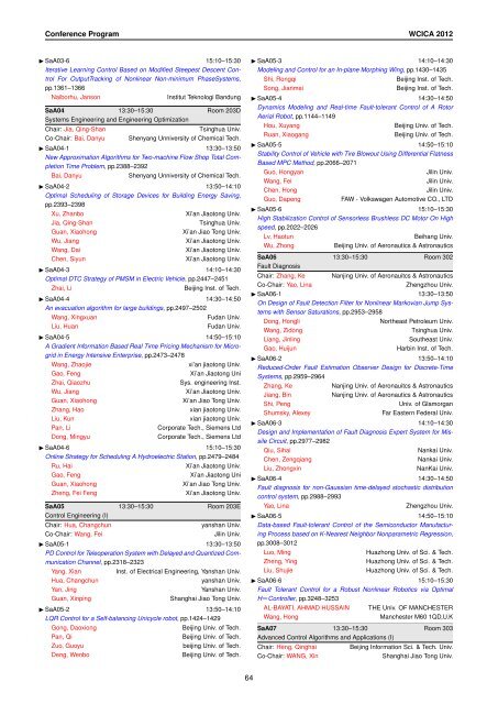 Conference Program of WCICA 2012