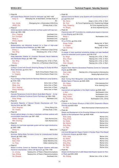 Conference Program of WCICA 2012