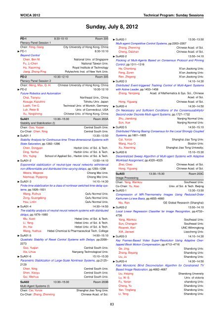 Conference Program of WCICA 2012