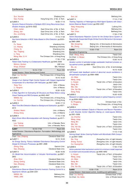 Conference Program of WCICA 2012