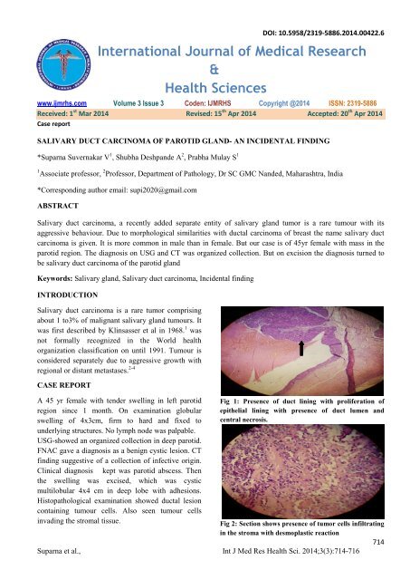 International Journal Of Medical Research Health Sciences