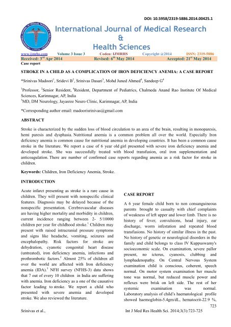 International Journal of Medical Research & Health Sciences