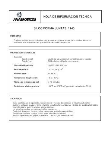 hoja de informacion tecnica siloc forma juntas 1140 - AnaerÃ³bicos