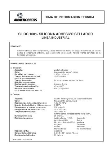 SILOC 100% SILICONA ADHESIVO SELLADOR - AnaerÃ³bicos