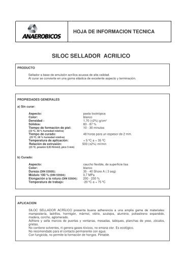 Siloc sellador acrilico-TDS-01 - AnaerÃ³bicos