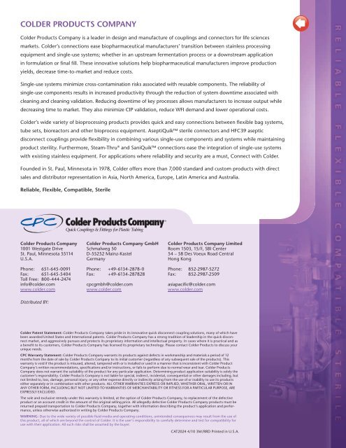 Connection Solutions for BioPharmaceutical ... - BioProcessing.ie