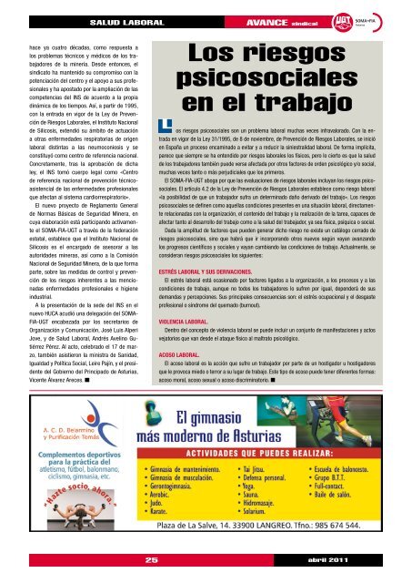 NÂº 14 de la revista AVANCE Sindical - SOMA FITAG-UGT