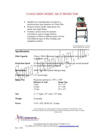 Model XR-35 Projector - Soma Technology, Inc.