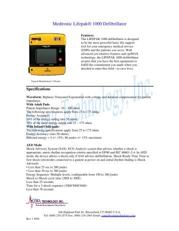 Medtronic LifepakÂ® 1000 Defibrillator - Soma Technology, Inc.