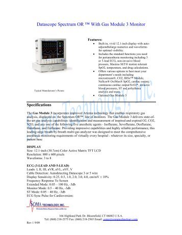 Datascope Spectrum OR â¢ With Gas Module 3 Monitor - Soma ...