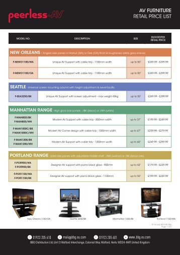 Peerless AV Furniture Retail Price List - BBG Distribution Ltd - Eu.com