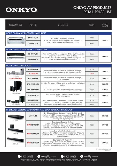 Price List - BBG Distribution Ltd - Eu.com