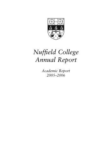 Annual report 2005-2006 - Nuffield College - University of Oxford