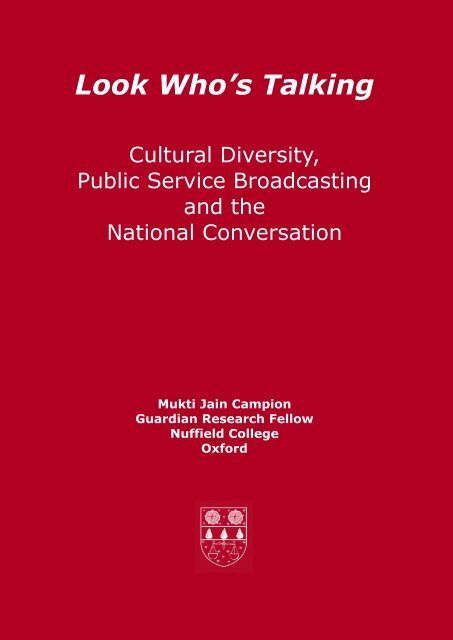 Look Who's Talking Cultural Diversity Public ... - Nuffield College