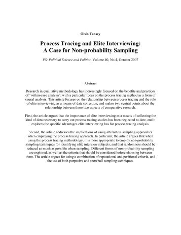 Tansey - Process Tracing and Elite Interviewing ... - Nuffield College