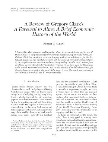 A Review of Gregory Clark's A Farewell to Alms - Nuffield College ...