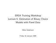 ERSA Training Workshop Lecture 5: Estimation of Binary Choice ...