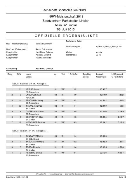 NRW-Meisterschaft, Lindlar - Sommerbiathlon.net