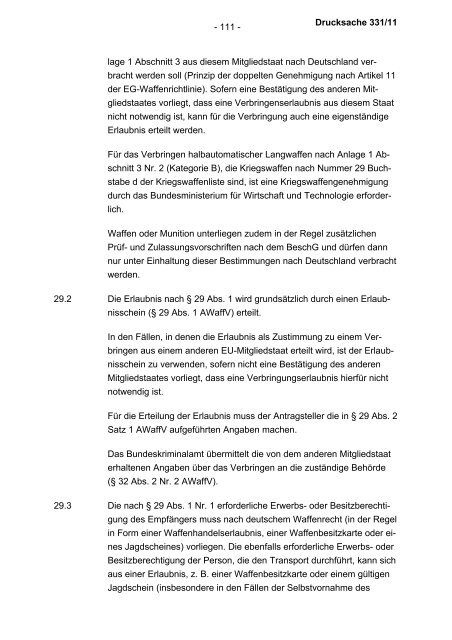 Allgemeine Verwaltungsvorschrift zum Waffengesetz