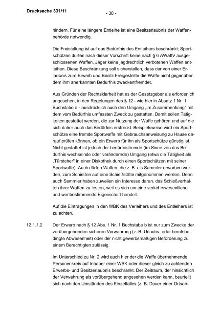 Allgemeine Verwaltungsvorschrift zum Waffengesetz