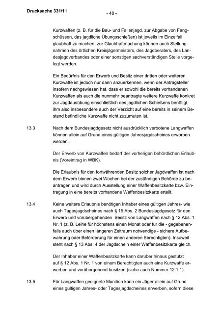 Allgemeine Verwaltungsvorschrift zum Waffengesetz