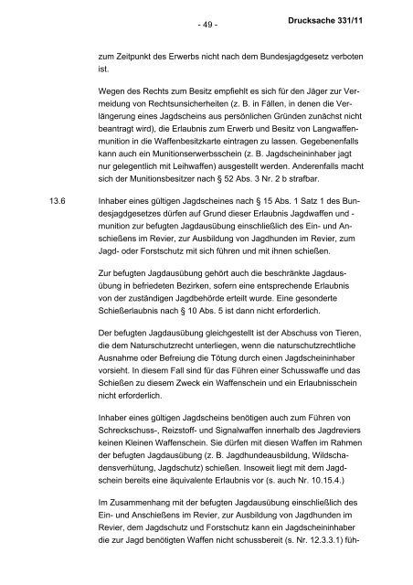 Allgemeine Verwaltungsvorschrift zum Waffengesetz