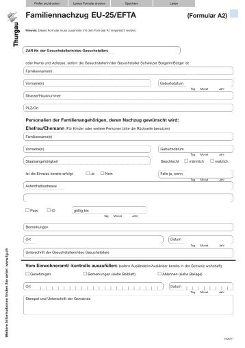 Familiennachzug EU-25/EFTA (Formular A2) - Gemeinde Sommeri