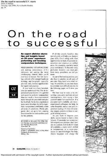 On the road to successful I.V. starts