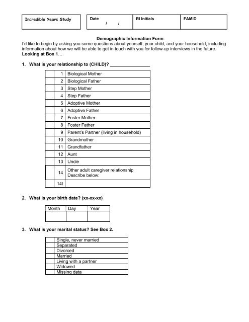 Demographic Questionnaire