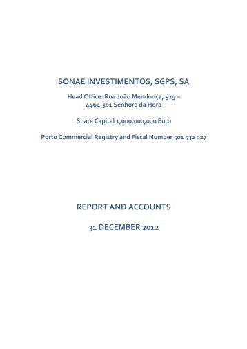 sonae investimentos, sgps, sa report and accounts 31 december 2012