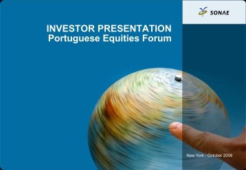 INVESTOR PRESENTATION Portuguese Equities Forum - Sonae