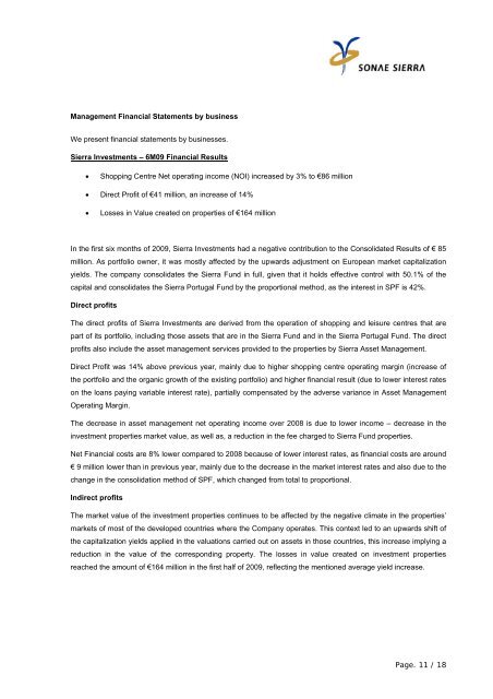 Consolidated Financial Statements 1st Semester 2009 - Sonae Sierra