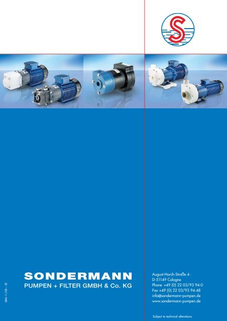 magnetically coupled centrifugal pumps - SONDERMANN Pumpen ...