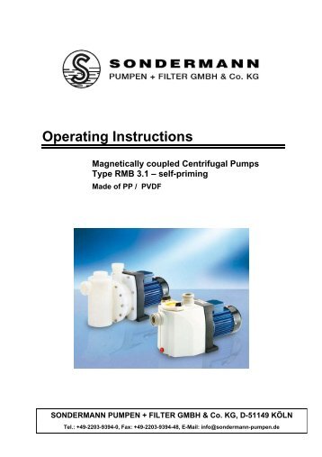 Operating Instructions - SONDERMANN Pumpen + Filter GmbH ...