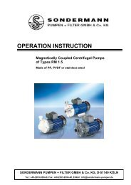 operation instruction - SONDERMANN Pumpen + Filter GmbH & Co ...
