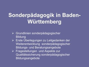 SonderpÃ¤dagogik in Baden- WÃ¼rttemberg - Seminar Stuttgart