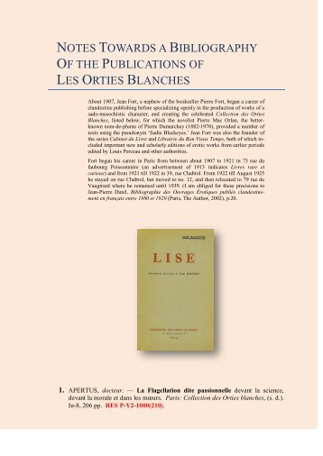 notes towards a bibliography of the publications of les orties blanches