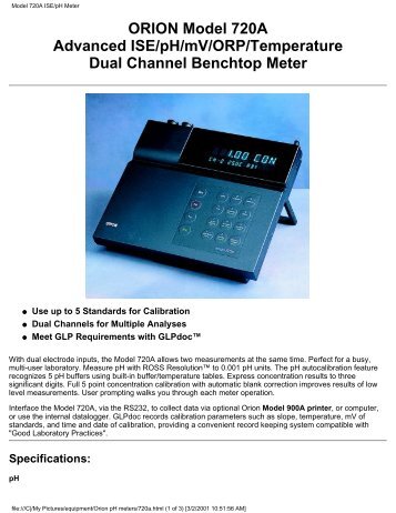 Model 720A ISE/pH Meter - Sonic.net