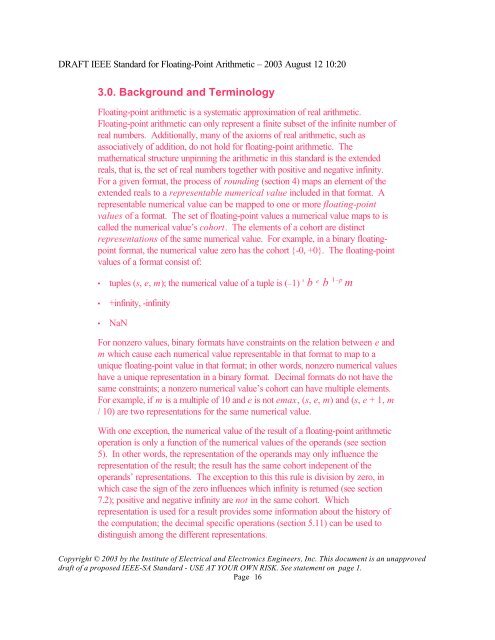 DRAFT IEEE Standard for Binary Floating-Point Arithmetic - Sonic.net