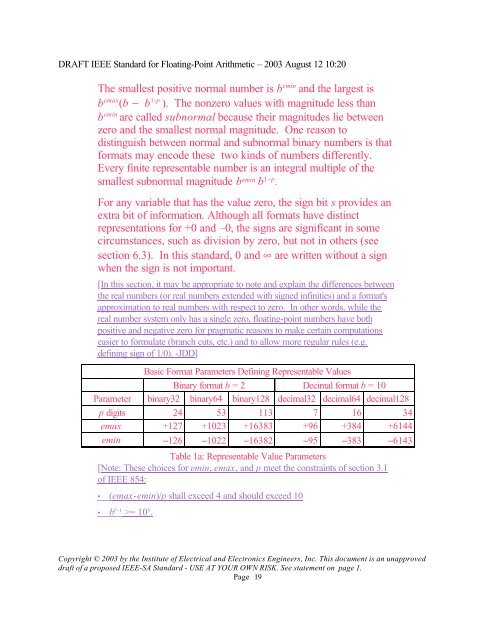 DRAFT IEEE Standard for Binary Floating-Point Arithmetic - Sonic.net