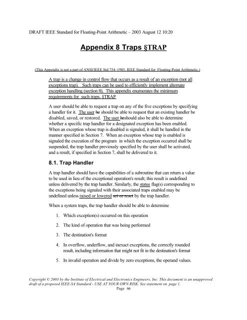 DRAFT IEEE Standard for Binary Floating-Point Arithmetic - Sonic.net