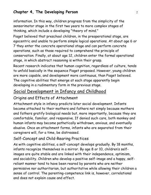 Physical Development in Infancy and Childhood - Sonic.net