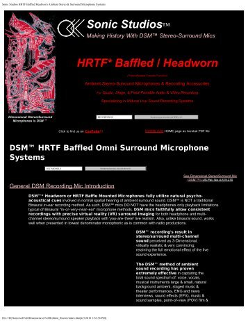 Sonic Studios HRTF Baffled/Headworn Ambient Stereo & Surround ...