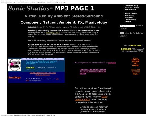 Sonic Studios MP3 Page 1 with Ambient Stereo-Surround ...