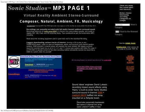 Sonic Studios MP3 Page 1 with Ambient Stereo-Surround ...