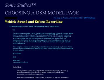 CHOOSING A DSM Stereo Microphone Model FAQ ... - Sonic Studios